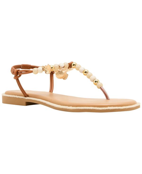 マッデンガール レディース シューズ サンダル Madden Girl Womenshells Beaded TStrap Flat Sandals Cognac