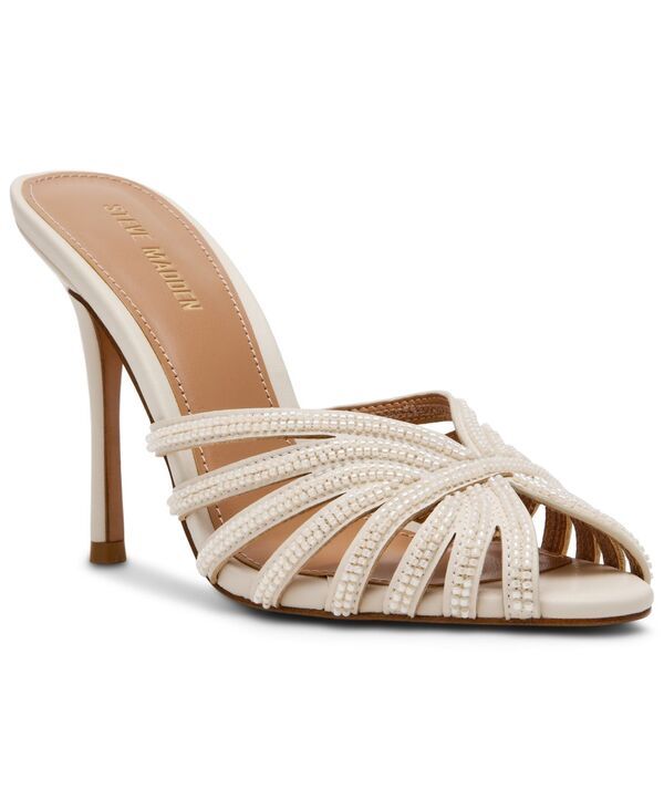 スティーブ マデン レディース シューズ サンダル ヒール Steve Madden Womens Petra Rhinestone Stiletto Heel Dressandals Ivory Beaded アイボリー