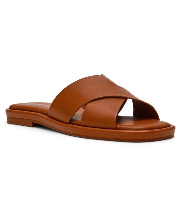 アンクライン レディース シューズ サンダル Anne Klein Womens Khloe Crossband Slide Flat Sandals Cognac