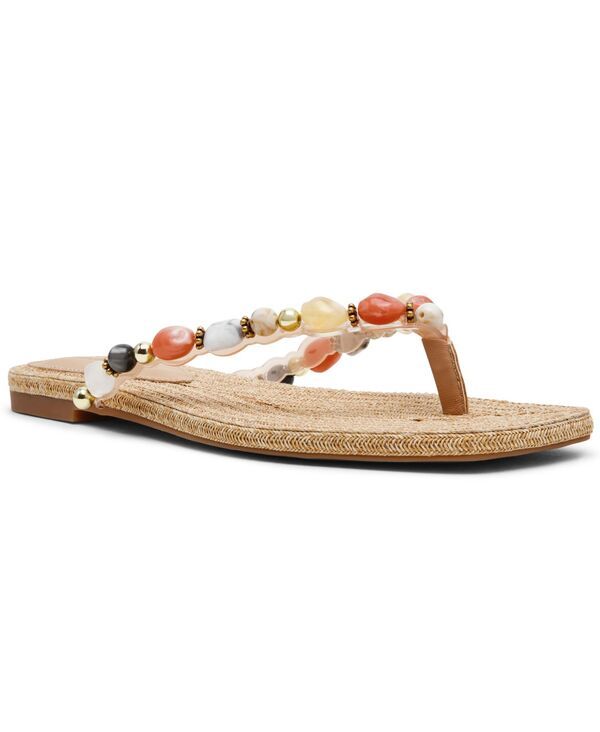 スティーブ マデン レディース シューズ サンダル Steve Madden Womens Marblembellished Square Toe Thong Sandals Natural Multi マルチカラー