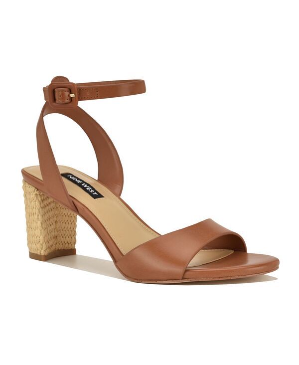 ナインウェスト レディース シューズ サンダル アンクル ヒール Nine West Womens Phebankle Strap Block Heel Dressandals Cognac