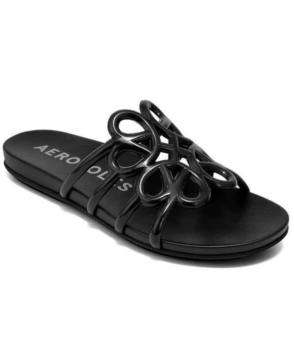 エアロソールズ レディース シューズ サンダル Aerosoles Womens Frida Open Toe Flat Sandals Black ブラック