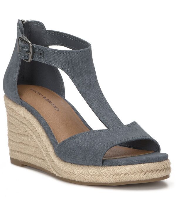 ラッキーブランド レディース シューズ サンダル Lucky Brand Womens Cyleste TStrap Espadrille Wedge Sandals Navy Canvas ネイビー