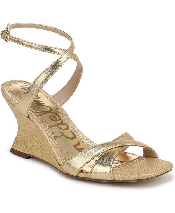 サムエデルマン レディース シューズ サンダル Sam Edelman Womens Davi Strappy Wedge Sandals Amber Gold Leather アンバー