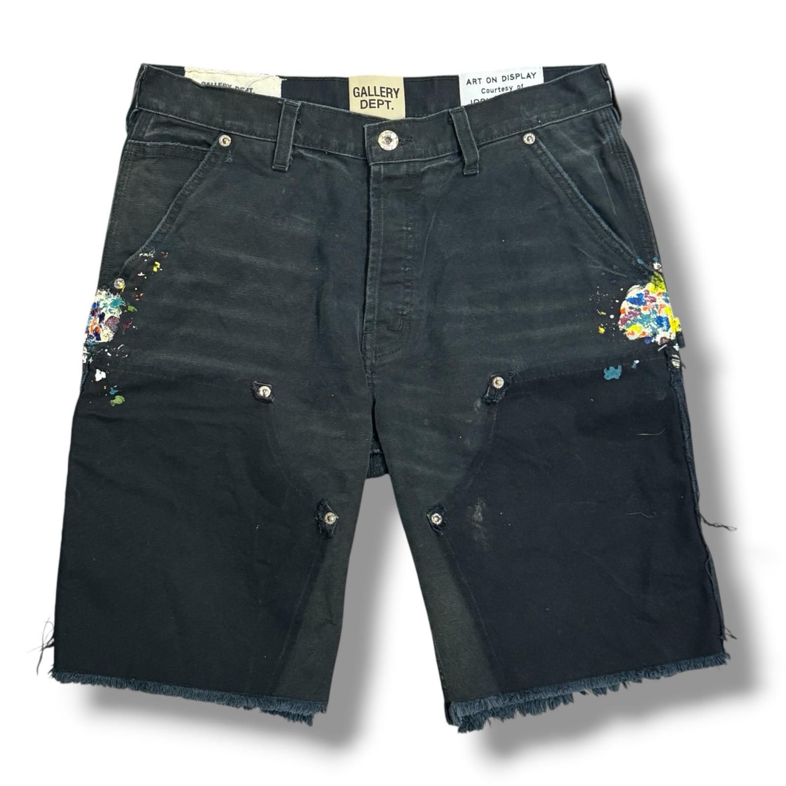 GALLERY DEPT. Carpenter Cut Off Short 再構築 ペイント ダックハーフパンツ ショートパンツ ギャラリーデプト COS-30036 ブラック 32 （4042M）