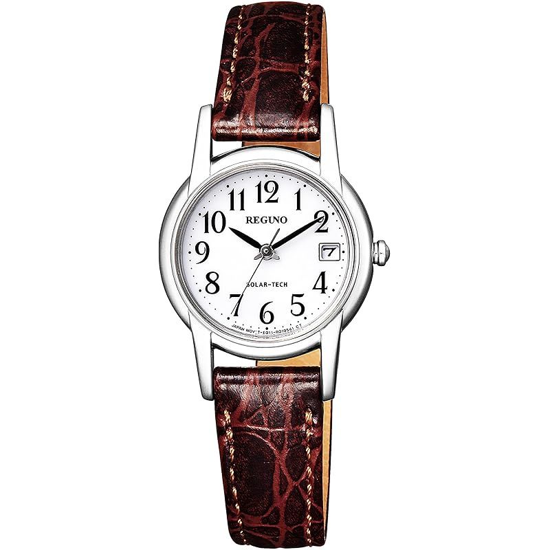 【新品】 [CITIZEN] 腕時計 REGUNO (ソーラー/防水/シンプル) KH4-815-10 ソーラーテック レディース ビジネス 見やすい 日付 秒針 ホワイト ブラウン シチズン