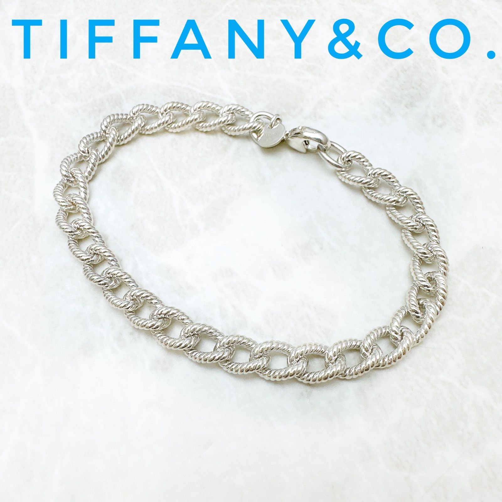 美品?Tiffany＆Co. ツイストローブ シルバーブレスレット 約19cm U 
