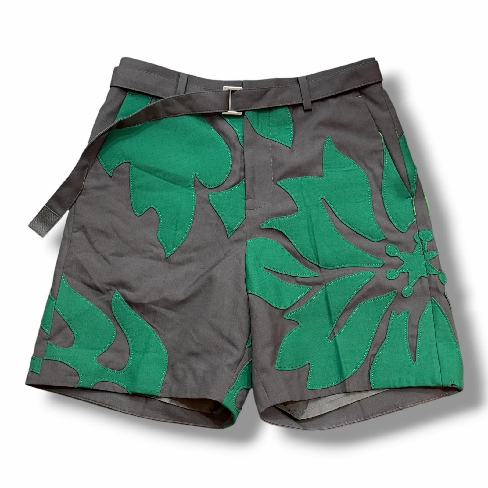 sacai 24SS Floral Embroidered Patch Suiting Shorts フローラル 