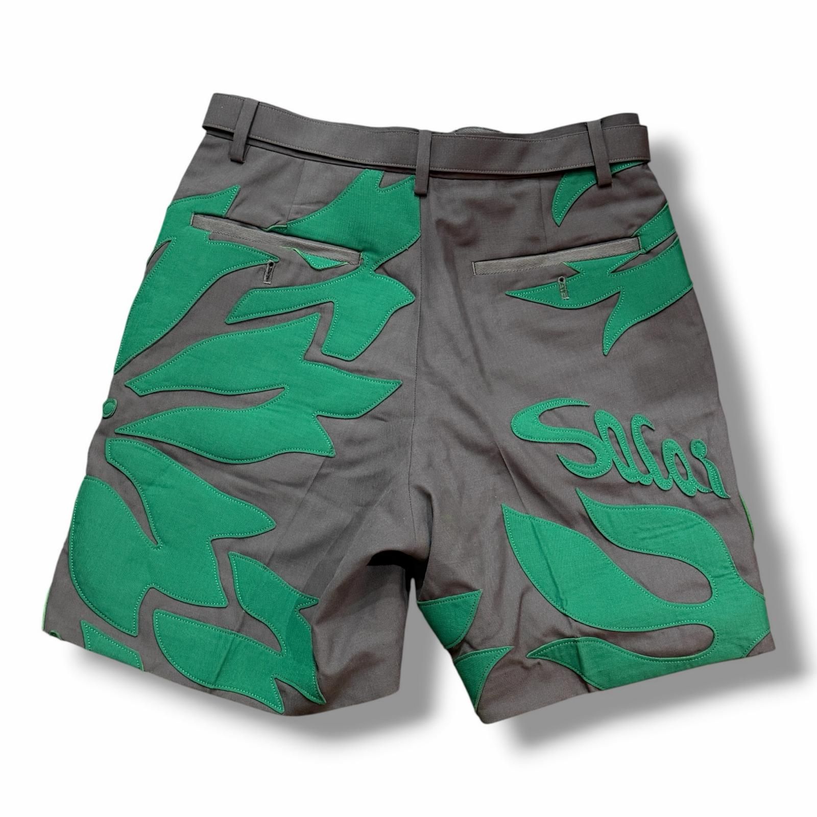 sacai 24SS Floral Embroidered Patch Suiting Shorts フローラル