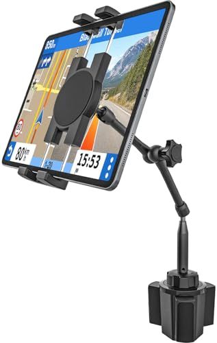 【目線の高さでナビが見やすい】 車載ホルダー タブレット ドリンクホルダー 高剛性フルメタルアーム iPad 車用スタンド カップホルダー タブレットホルダー 車載【超ロング・高位置】 最大42cmまで伸縮可能 シフトノブに干渉しない ワンタ 95ccc5fe