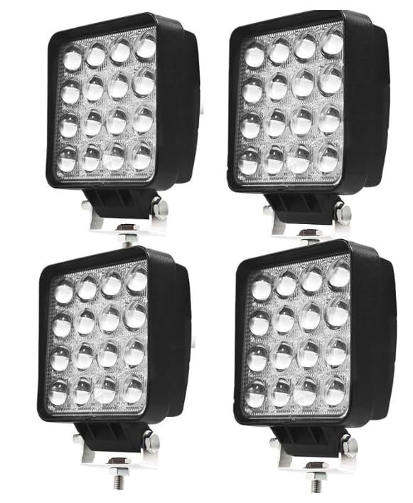 LED作業灯 ワークライト 完全防水 IP68 広角-48W 16連 4個セット 6000K 12V-24V対応 トラック/トラクター用 配線キット 角型 デッキ/バックランプ Safego 高輝度 長寿命 ホワイト 各種作業車に対応as 62e74e61