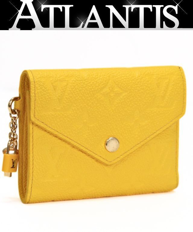 美品 ルイヴィトン Louis Vuitton ポルトフォイユヴィクトリーヌ 三つ折りコンパクト財布 モノグラム アンプラント ギンコイエロー M16156 RFID 【75100】