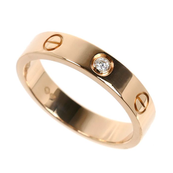 CARTIER カルティエ K18PG ピンクゴールド ミニラブ 1P ダイヤ リング・指輪 B4050753 ダイヤモンド 13号 53 4.5g レディース 中古 美品
