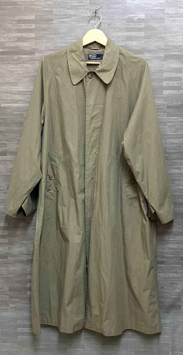 POLO RALPH LAUREN/ポロラルフローレン/CM-R L-NA-0746/コットンステンカラーラグランコート/香港製/90s/カーキ/Mサイズ