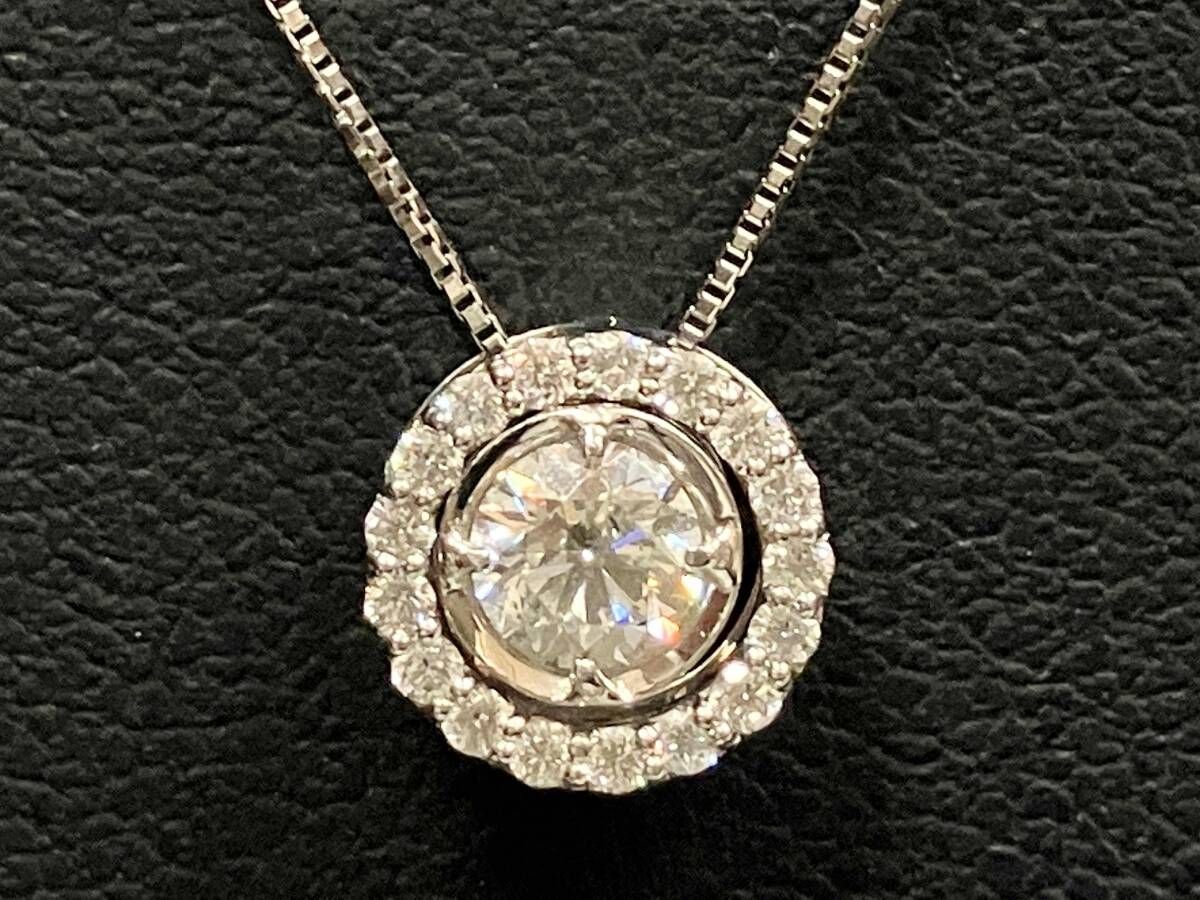 Pt850/Pt900 天然ダイヤモンド（検査石のみ）0.302/0.13の刻印あり ネックレス 45cm 2.9g ソーティング付 ベネチアンチェーン