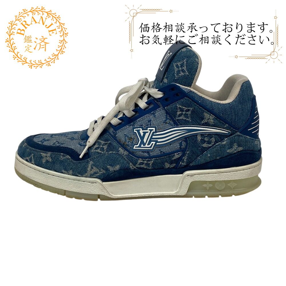 LOUIS VUITTON ルイヴィトン ビトン 25cm FD0270 モノグラムデニム LVトレイナー デニム スニーカー ブルー メンズ ブランド 42,250円