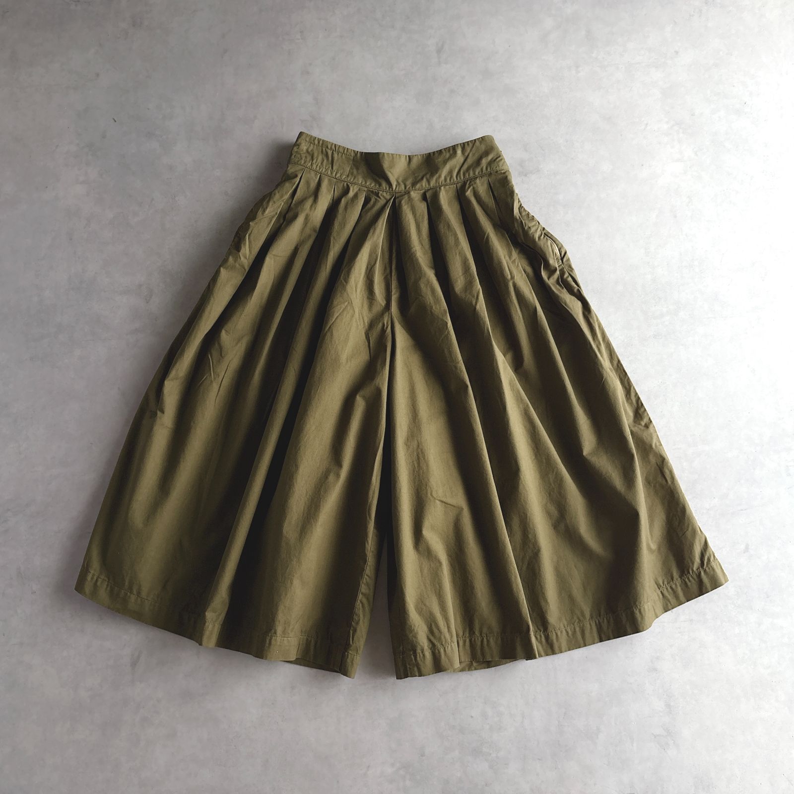 美品 / A21501 HARVESTY ハーベスティ / CIRCUS CULOTTES サーカスキュロット / レディース 1 / オリーブ / 日本製 / 綿 ワイドパンツ / ボトム