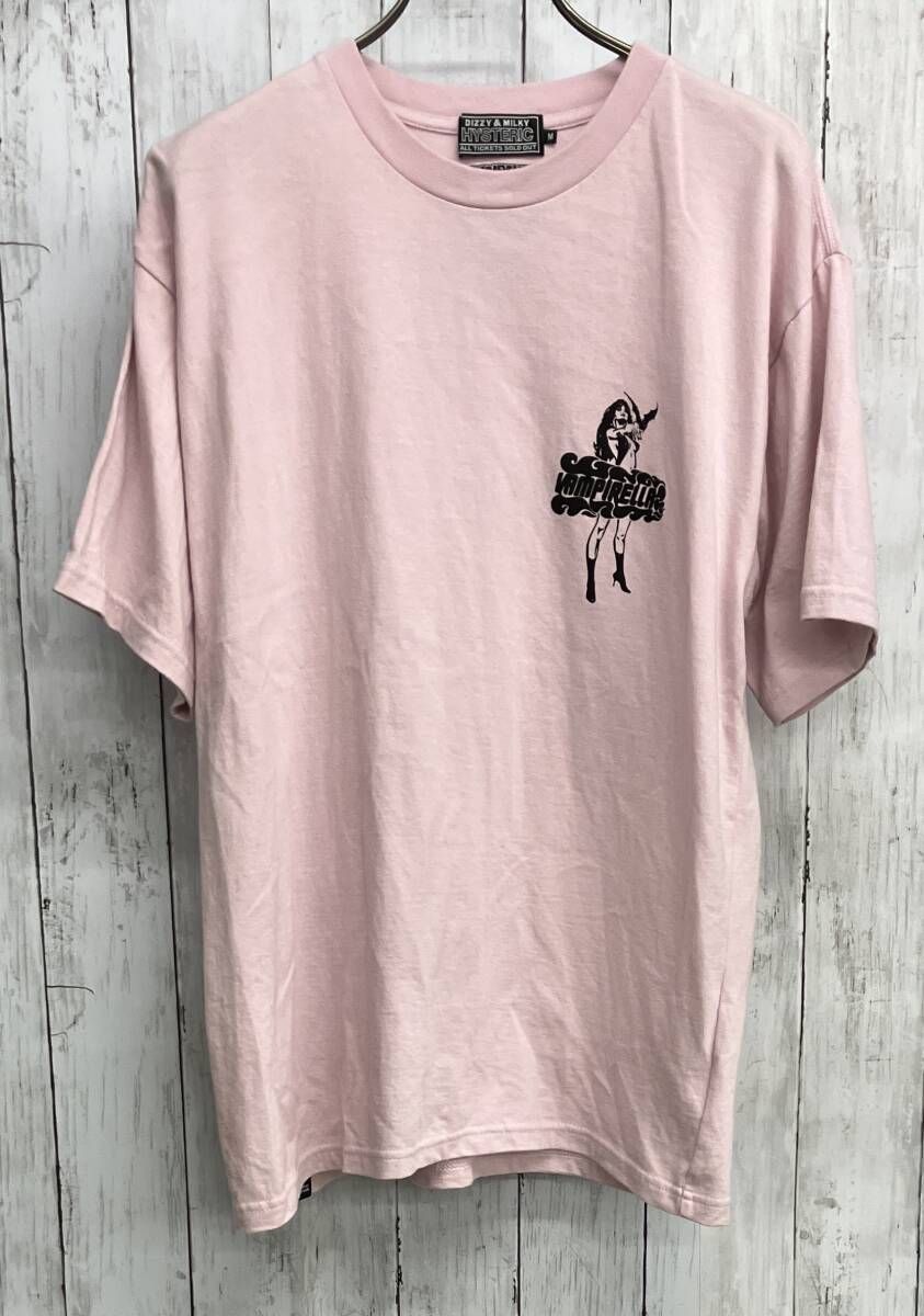 HYSTERIC GLAMOUR VAMPIRELLA / FLAME LOGO Tシャツ ヒステリックグラマー 半袖Tシャツ クルーネック ピンク size M