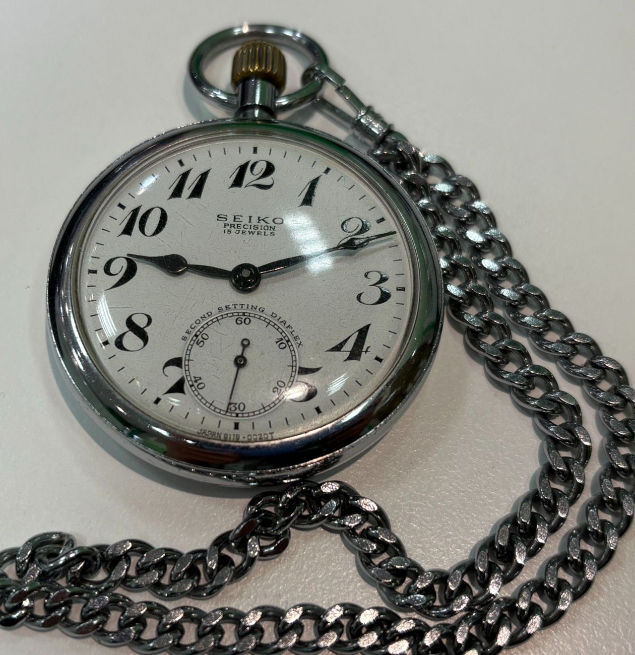 【塩】稼働品! SEIKO 懐中時計 Precision 15 Jewels 手巻き 昭和43年 陸石管 時計 アンティーク 【24161TY】F07