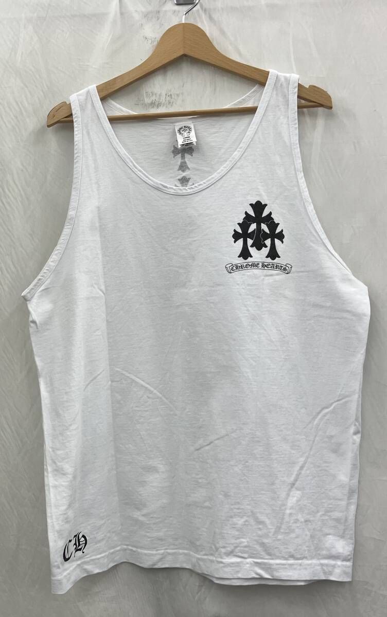 現状品 Chrome Hearts タンクトップ/ノースリーブ　ホワイト　2212-304-1507 シミあり