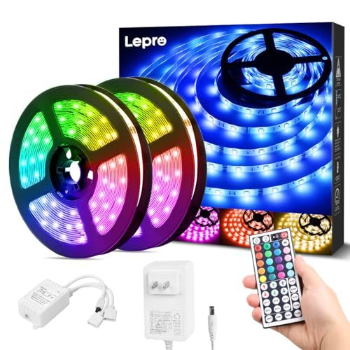 Lepro LEDテープライト ストリングライト 15m (7.5m*2本) 450連 SMD 5050 テープled 屋内用 RGB 30leds/m 高輝度 44キーリモコン 調光調色 ledテープ 切断可能 取付簡単 3M社製両面テープ 091ff54e