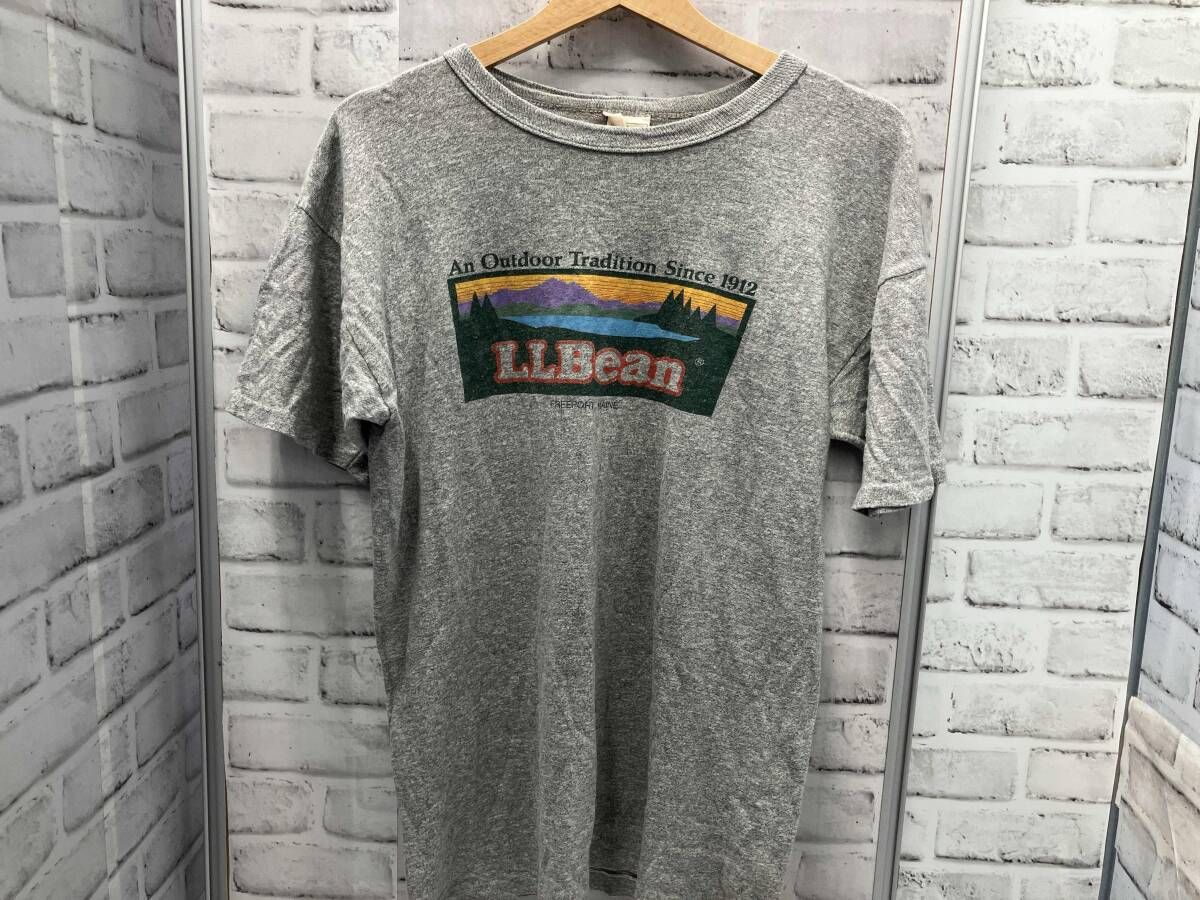 グレー L.L.Bean / エルエルビーン / 半袖Tシャツ / 古着 80s / USA製 / Logo Print T-Shirt / size:M