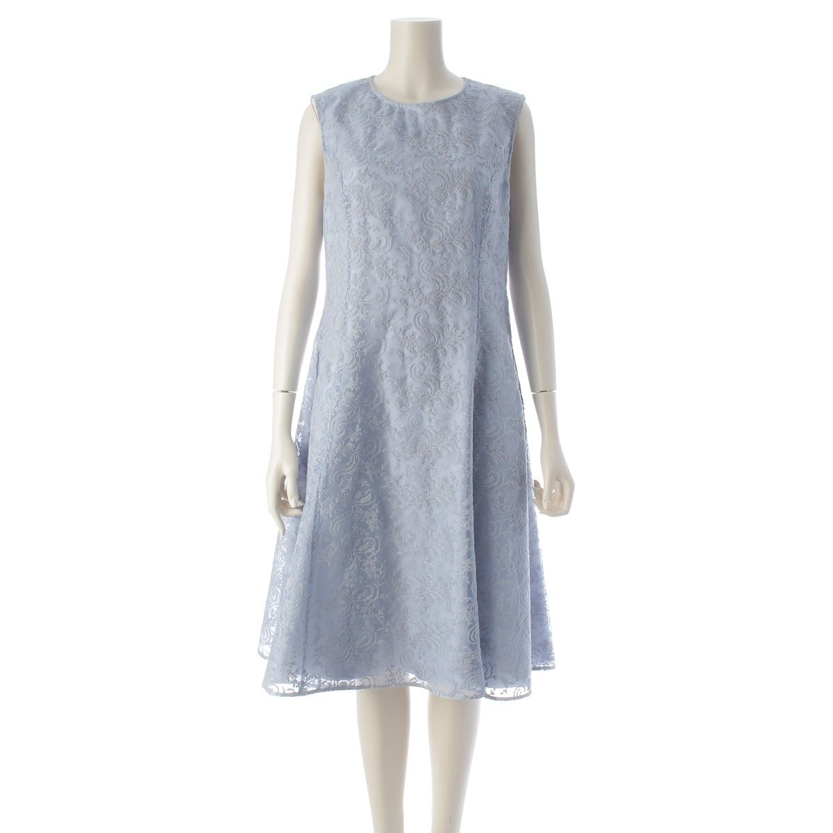 アディアム MARIE DRESS 刺繍 ノースリーブ ドレス ワンピース 45258 サックスブルー 4【中古】