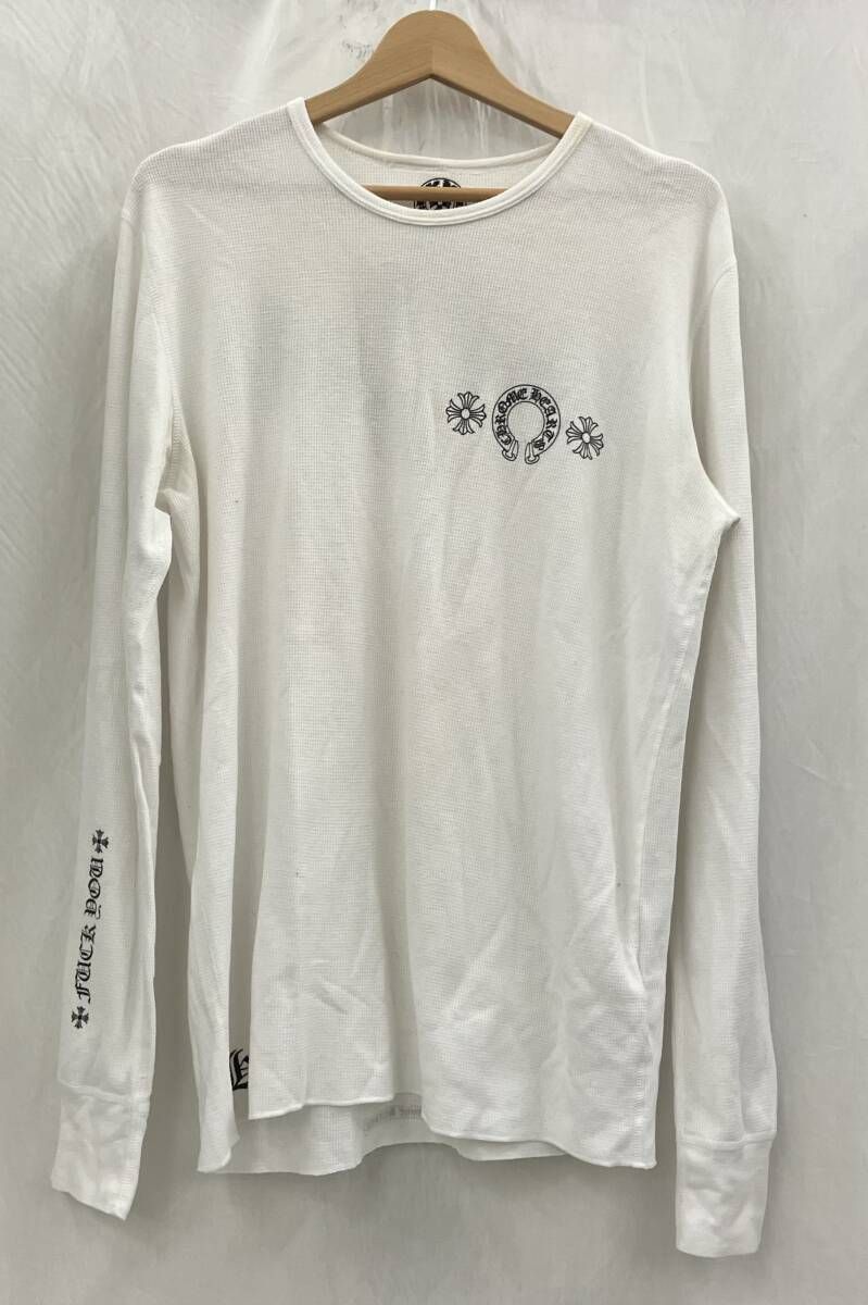 現状品 CHROME HEARTS 長袖シャツ　2212-304-0343 ホワイト　全体に汚れあり