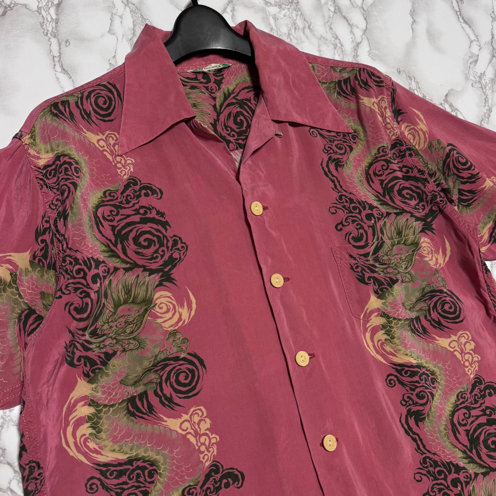 希少【kamehameha カメハメハ 【商品名】vintage ドラゴン 半袖 シャツ アロハシャツ/柄シャツ