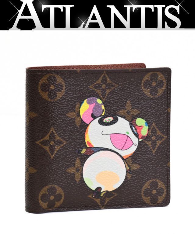 美品 ルイヴィトン Louis Vuitton ポルトフォイ マルコ 二つ折り財布 村上隆 モノグラムパンダ M61666 【75082】