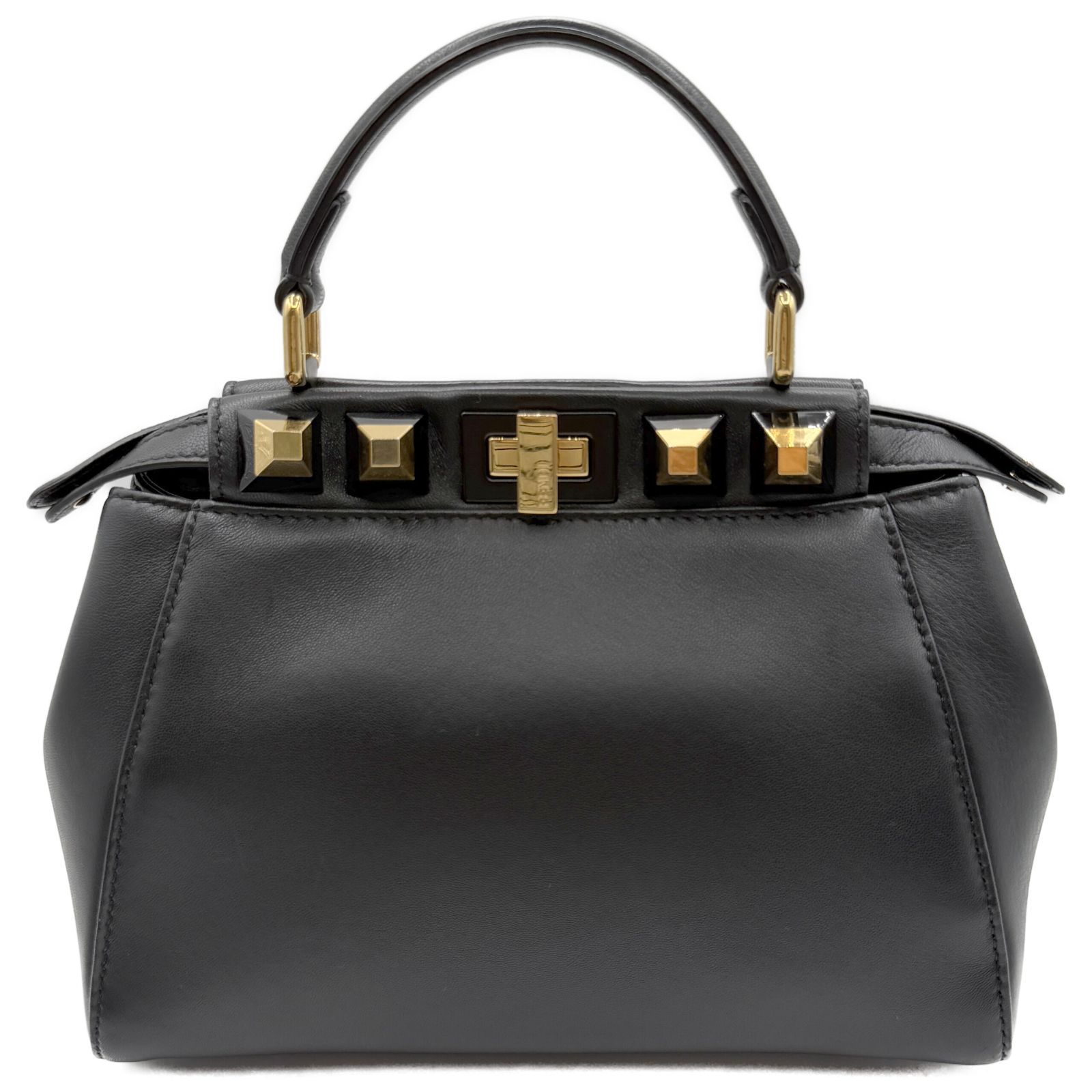 フェンディ(FENDI) ミニ ピーカブー 黒 レザー ゴールド金具 8BN244 中古 レディース ハンドバッグ ショルダーバッグ 2wayバッグ