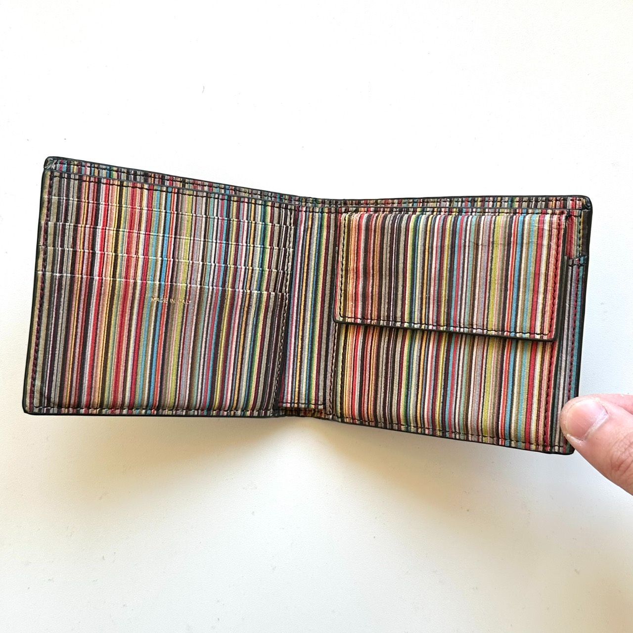 ポールスミス　Paul Smith 二つ折り財布　マルチストライプ　ブラック