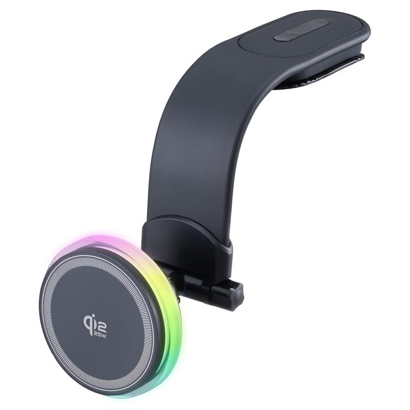 【新品】 セイワ(SEIWA) 車内用品 スマホホルダー Qi2.2 25W マグネット 無線充電 スマホホルダー MF オーロラ LED 9色自動変更 9色単色発光 D668 強力 粘着テープ貼り付け フレキシブルアーム MagSafe対応 マグセーフ リン