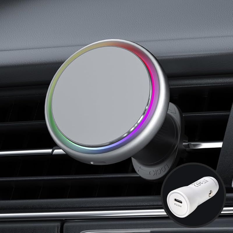 【新品】 The Mount 車載スマホホルダー 充電器 Qi2認定 マグセーフ対応 スマホスタンド ワイヤレス充電 シルバー