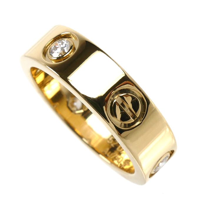 CARTIER カルティエ K18YG イエローゴールド ラブリング ハーフダイヤ