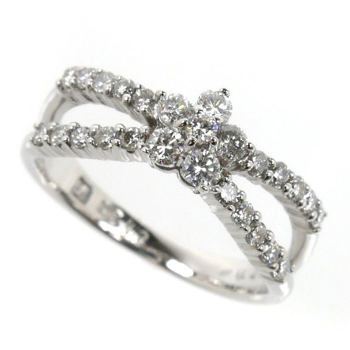 Ponte Vecchio ポンテヴェキオ K18WG ホワイトゴールド リング・指輪 ダイヤモンド0.46ct 9号 3.4g レディース 中古 美品