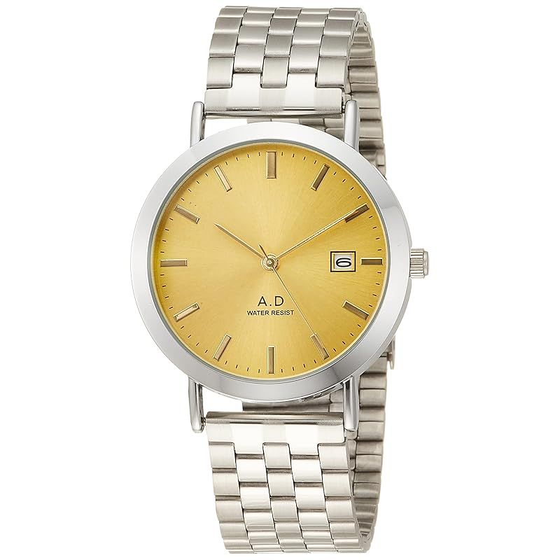 [Brand New] ALIAS (Arias) Analog Amalfidia Waterproof Date Metal Band Gold Dial WW19037A-114 Men's Silver 0