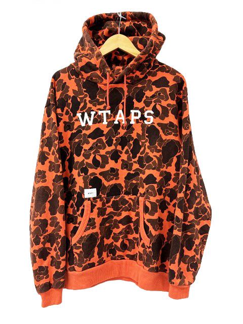 ダブルタップス WTAPS 18AW DESIGN HOODED COLLEGE デザイン フーデッド コラージュ ロゴ カモ迷彩 プルオーバー パーカー 182ATDT-CSM04S 01 オレンジ ブランド古着ベクトル 中古260607