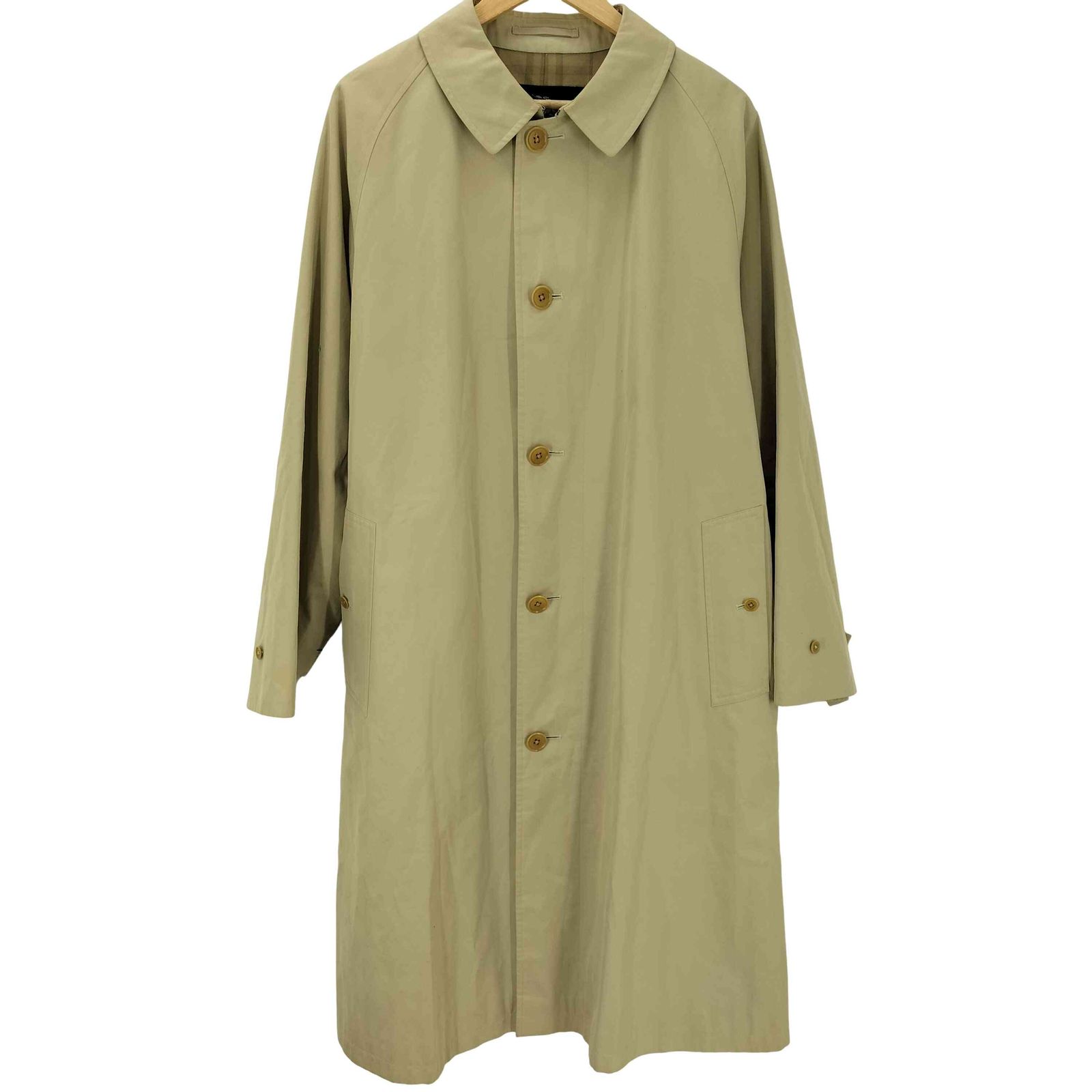 バーバリーロンドン BURBERRY LONDON 一枚袖 ステンカラー コート バルマカーン マキシ丈 ロングコート 裏地チェック メンズ import：L