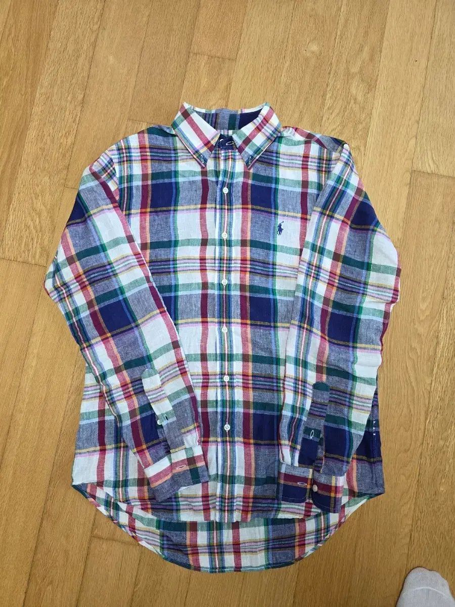 正規品 POLO RALPH LAUREN ポロラルフローレン マドラスチェック リネン シャツ (Sサイズ/クラシックフィット)
