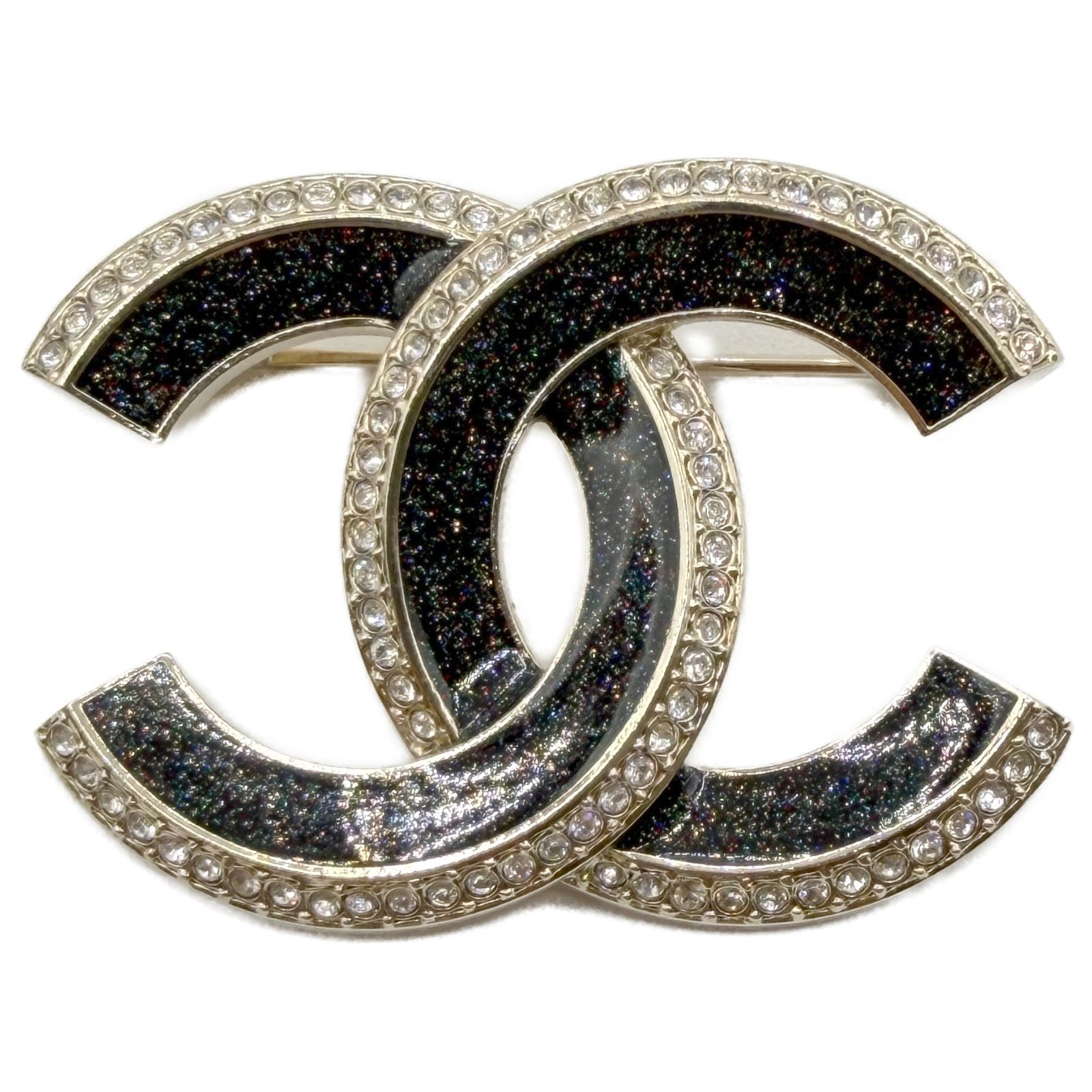 シャネル(CHANEL) ココマーク ラインストーン ブローチ 黒/ゴールド 2025 メタル ゴールド金具 C25B 未使用 レディース アクセサリー ブローチ