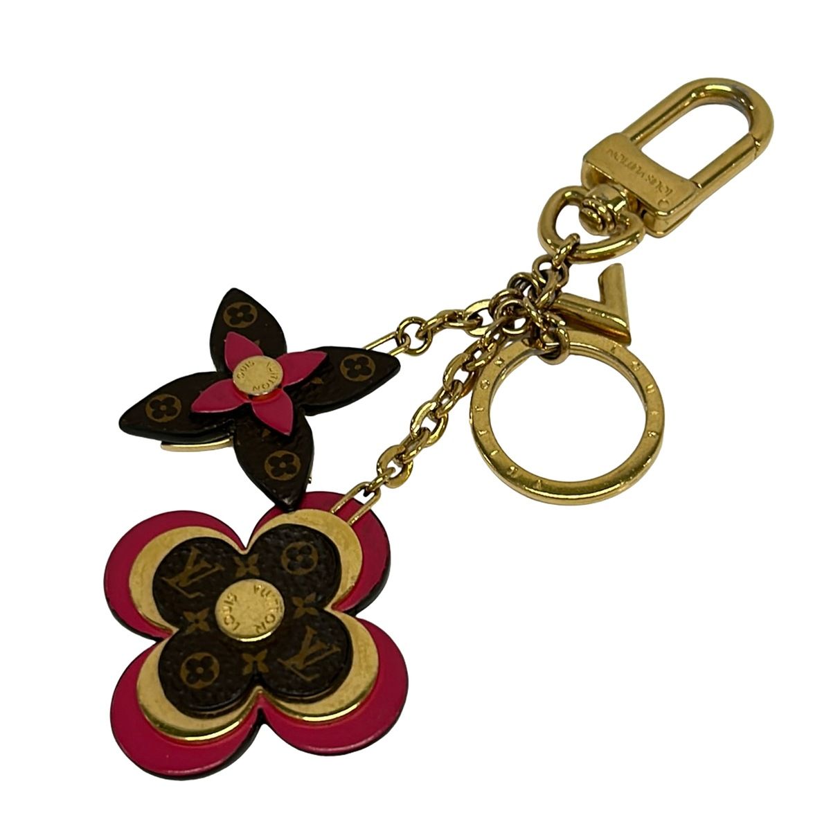 LOUIS VUITTON ポルトクレ フラワリング 本革 キーホルダー