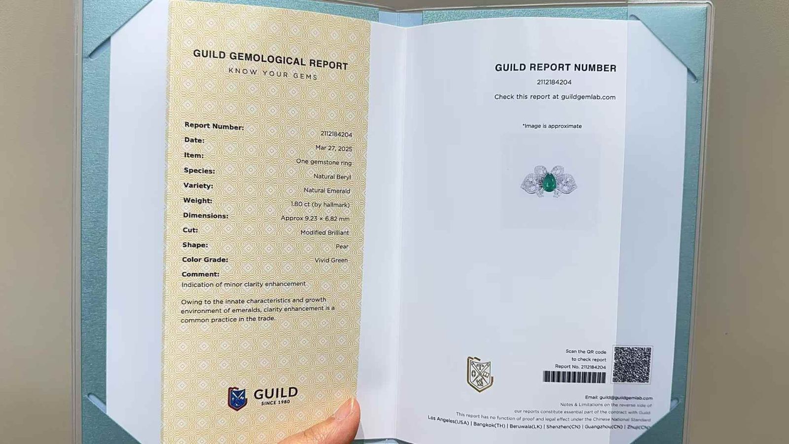 1.80ct 天然エメラルド ペアシェイプ バタフライデザインリング 18Kホワイトゴールド