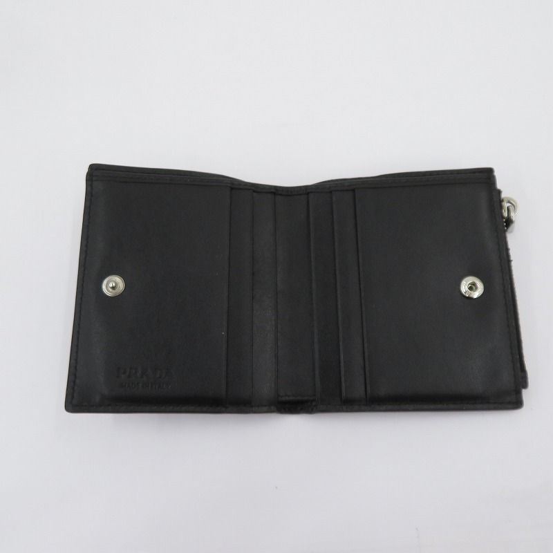 【瀬戸大橋店】 中古 PRADA | プラダ 二つ折り財布 ヴィッテロダイノ トライアングルロゴ コンパクトウォレット 2ML049_2E54_F0002 ブラック 【125】