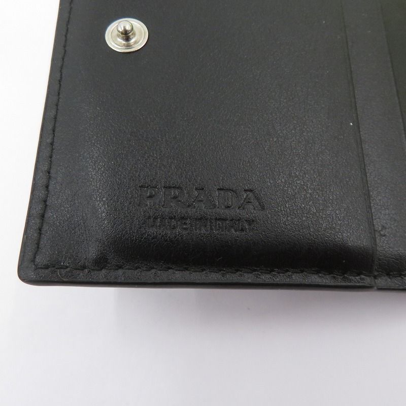 【瀬戸大橋店】 中古 PRADA | プラダ 二つ折り財布 ヴィッテロダイノ トライアングルロゴ コンパクトウォレット 2ML049_2E54_F0002 ブラック 【125】