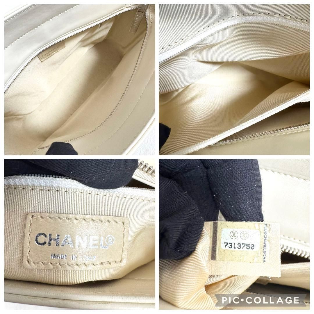 美品】CHANEL シャネル トートバッグ チョコバー ラムスキン ホワイト 