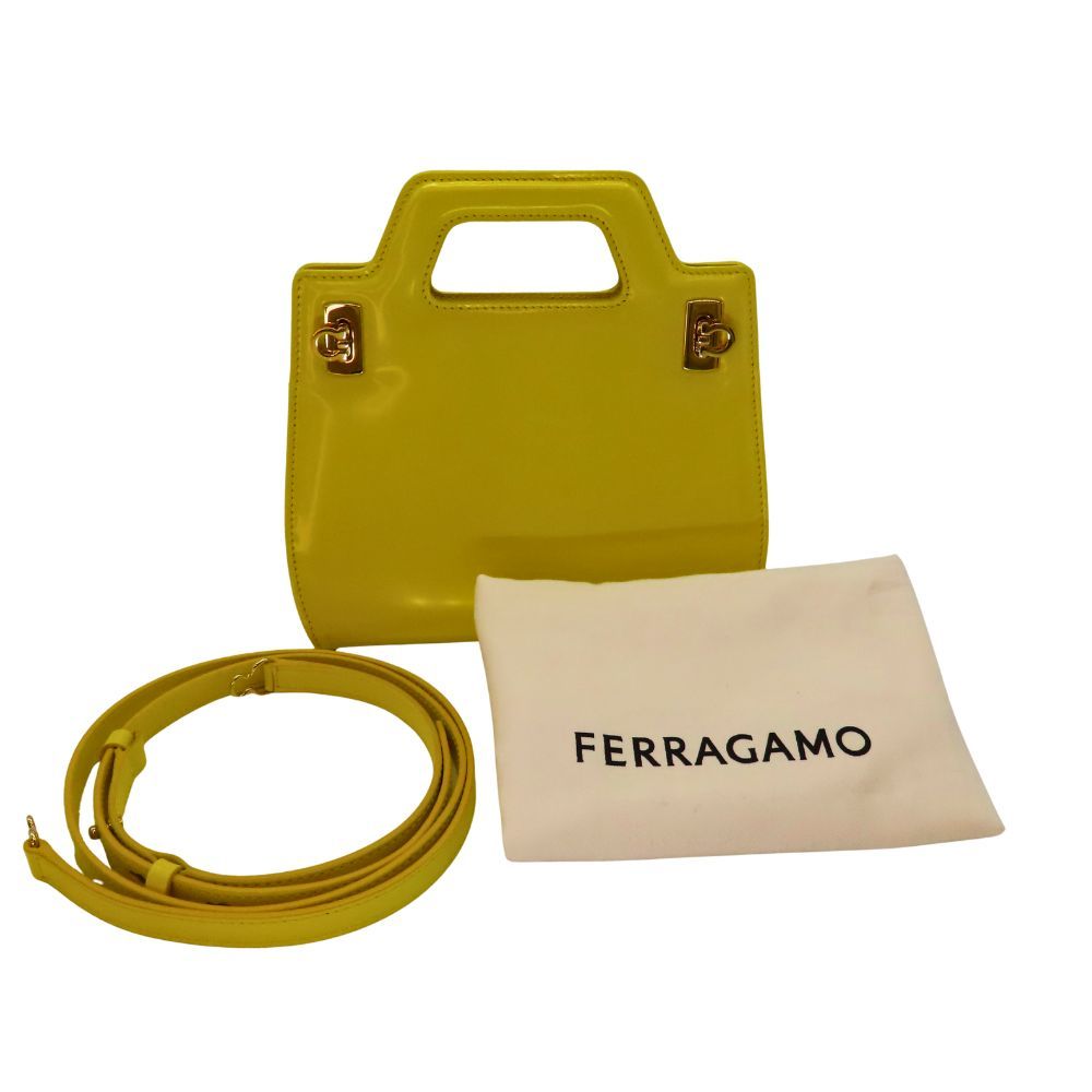 【中古】サルバトーレフェラガモ SalvatoreFerragamo AU-21 3485 2WAYバッグ ガンチーニ ワンダ イエロー ミニバッグ A2602355【無料ギフトラッピング承ります】
