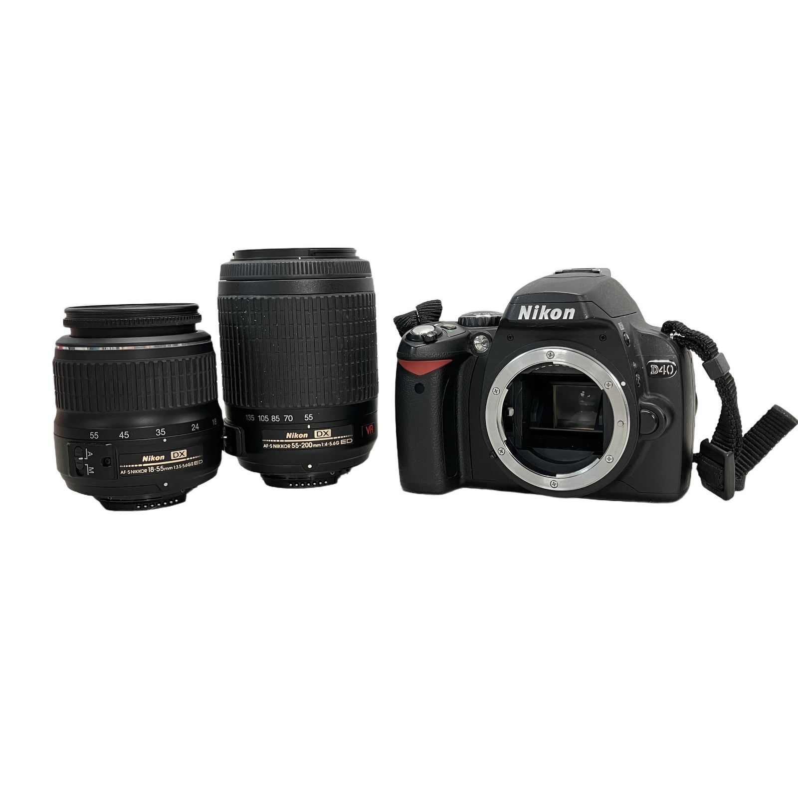 Nikon D40 AF-S DX NIKKOR ED 18-55mm 3.5-5.6GII 55-200mm 4-5.6G D40ダブルズームキットII レンズセット 一眼レフ ズームレンズ カメラ 中古 W11168347