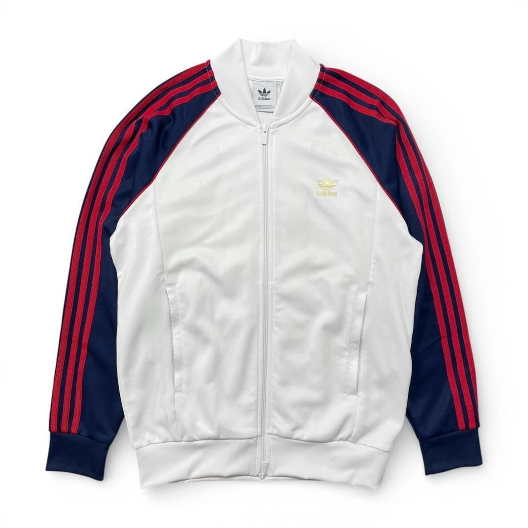 USA 古着 adidas アディダス オリジナルス SST トレフォイル トラックジャケット ジャージ メンズL ホワイト/ネイビー AM0164