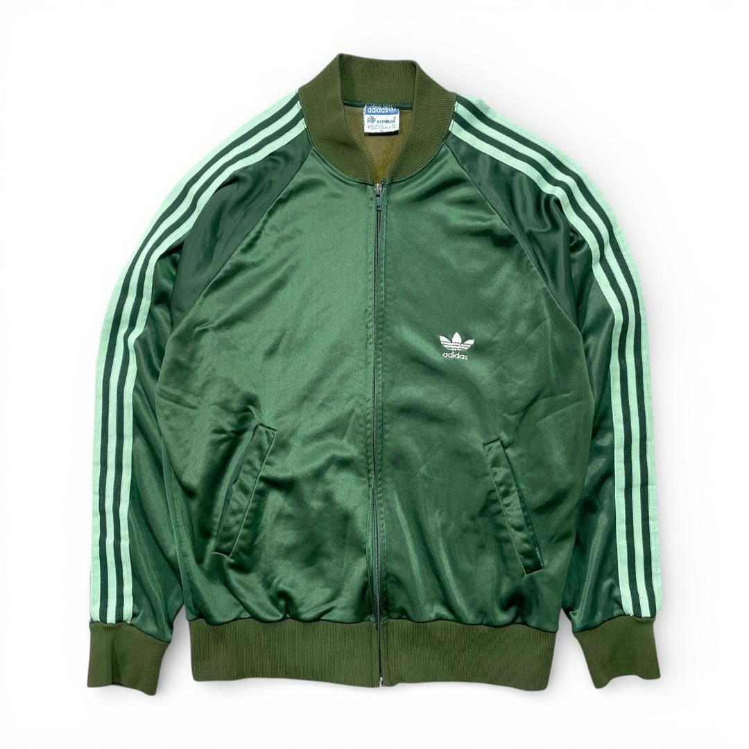 USA 古着 80S USA製 adidas アディダス ヴィンテージ ATP トラックジャケット ジャージ メンズM 深緑色 AM0169